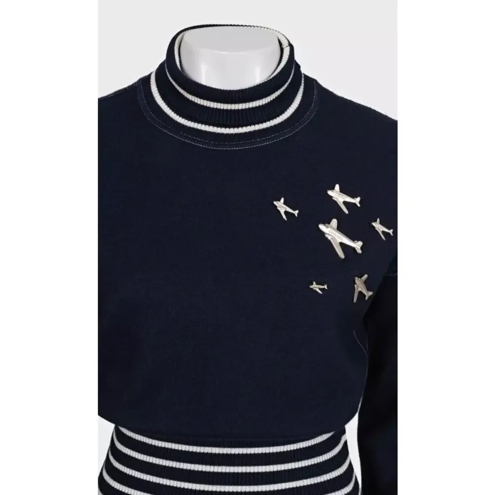 Chanel 2008 Cruise Blue Knit Embellished Skirt Suit Sz 38